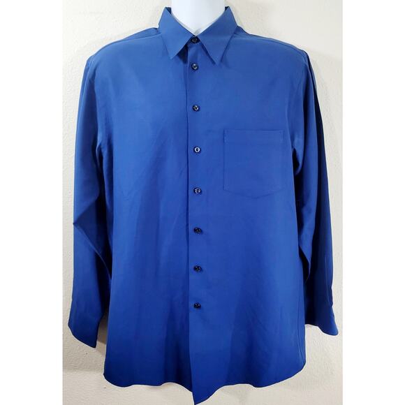 Murano Sueded Blue Button Up Pointed Collar Shirt Medium Lightweight Long Sleeve - Picture 1 of 7